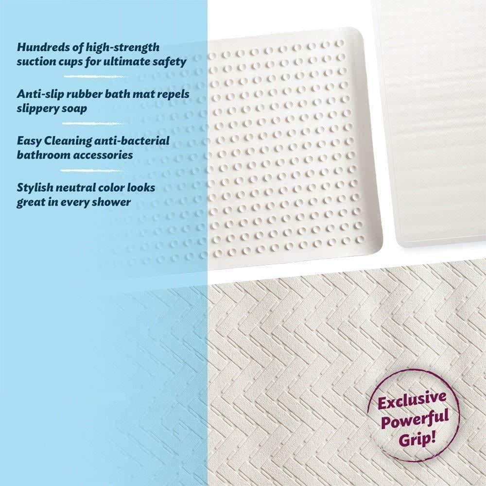Machine Washable 16’’ x 28’’ Slate Blue Anti-Bacterial Bathtub Mat Homeco Design Anti-Slip Rubber Rectangle Bath Mat