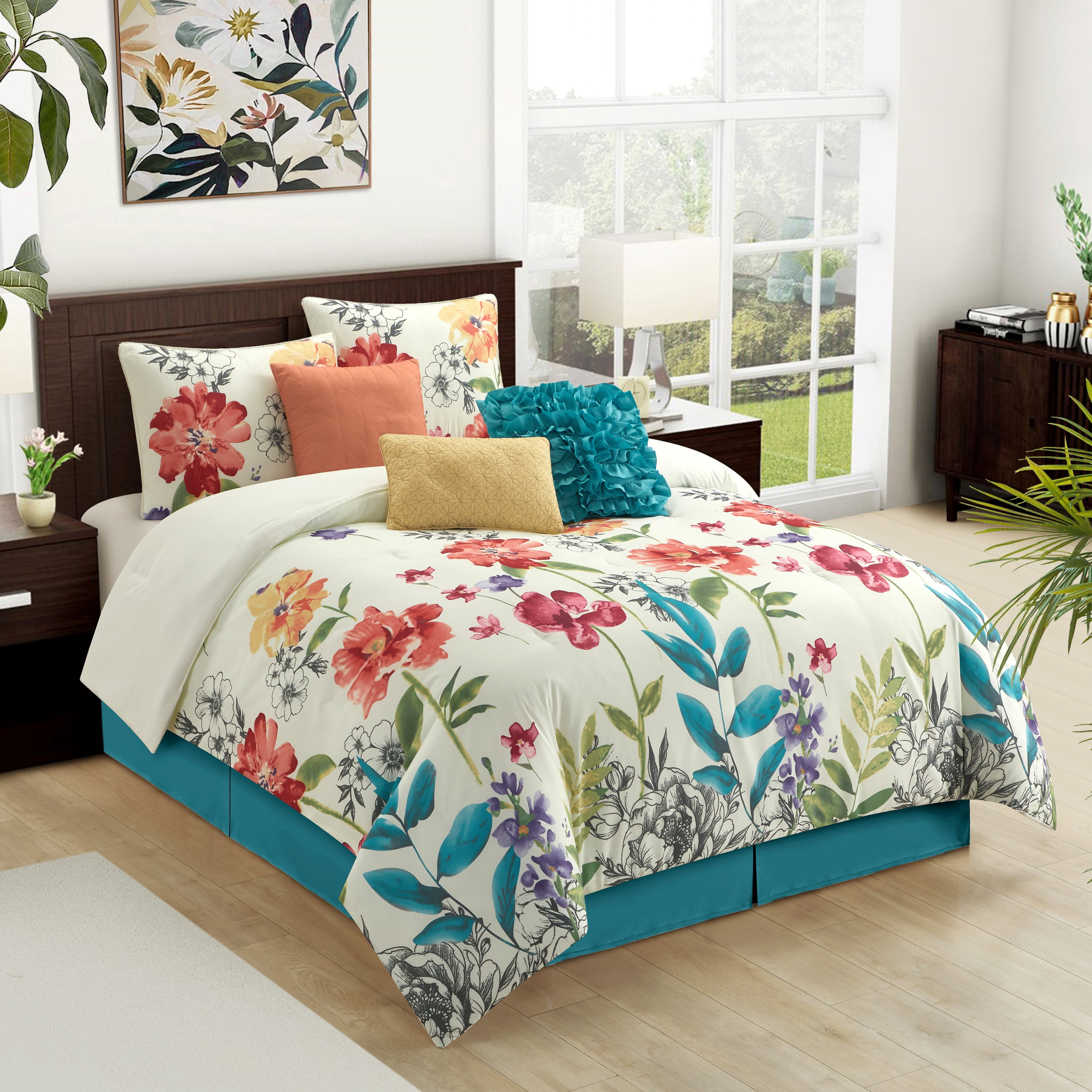 Nanshing Cassia Floral Bouquet 7 Piece Comforter Set, King
