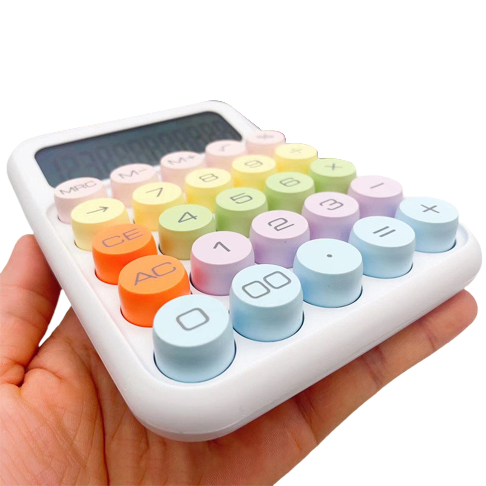 4PC Students 10-Digit Wallet Size Handheld Calculator Round Button Candy Color Vintage Desktop Calculator Portable Easy to Use  for Home Basic Office Business