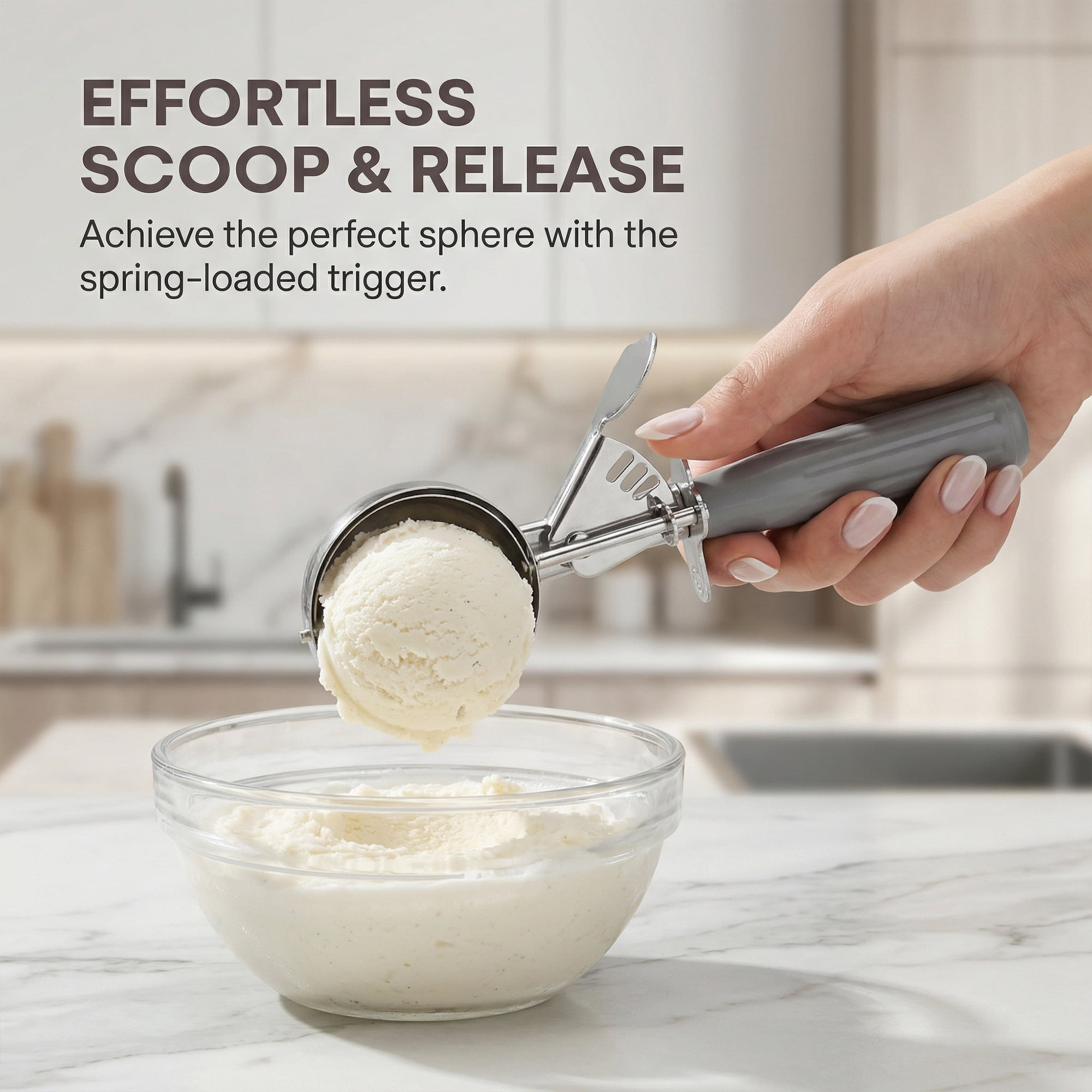 Unique Bargains Stainless Steel Ice Cream Scoop Grey 9in