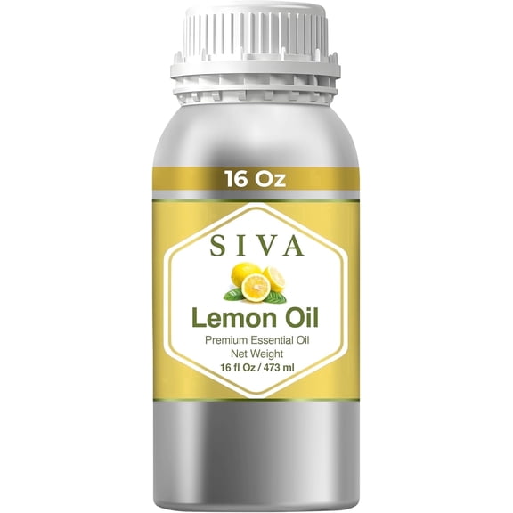 Siva Lemon Essential Oil - 16 Fl Oz – Natural Lemon Oil - for Diffuser, Face, Skin Care, Aromatherapy, Hair Care, Scalp and Body Massage