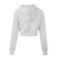 thumbnail image 4 of MixMatchy Women's Solid Casual French Terry Cropped Zip Up Hoodie, 4 of 5