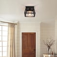 thumbnail image 6 of Garwarm 1-Light Black Flush Mount Ceiling Light for Kitchen Hallway, Industrial Ceiling Lighting, Farmhouse Square Cage Lamp for Dining Room, Living Room, Bulb Not Included, 6 of 14