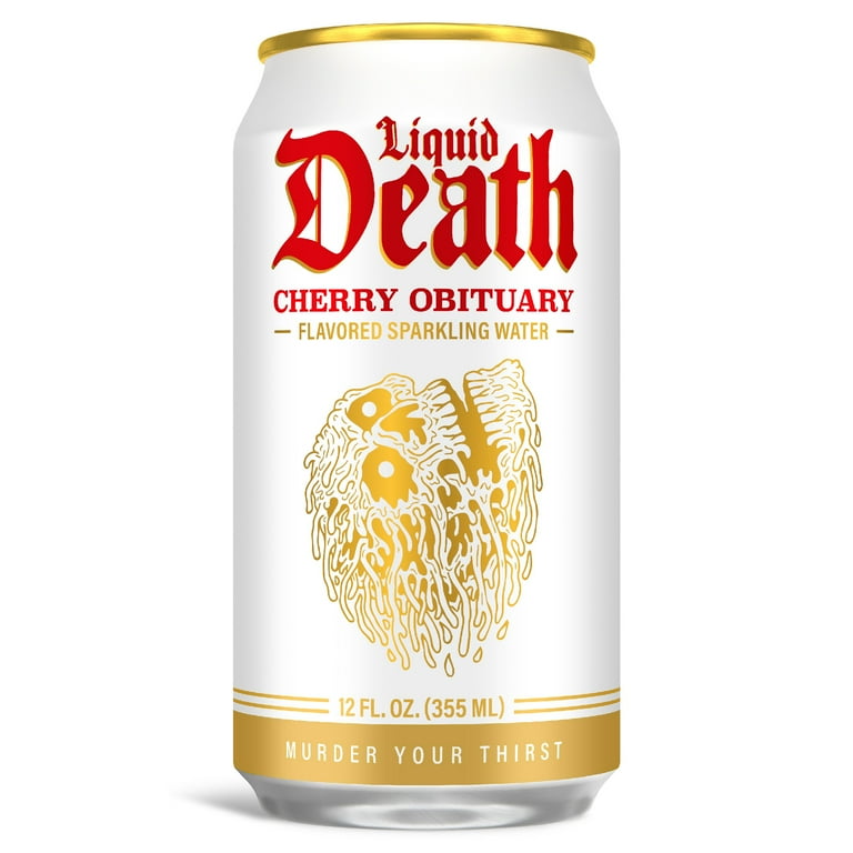 Liquid Death, Cherry Obituary, Cherry-Flavored Sparkling Water, 6