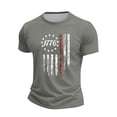 thumbnail image 4 of 250 Anniversary Usa Shirt Men Patriotic Star American Flag Print Crew Neck Short Sleeve Tops Muscle Relaxed Fit Soft Summer Muscle Tops, Dark Gray, #01 Dark Gray, 4 of 5