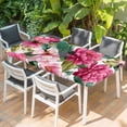 thumbnail image 2 of Pink Floral Table Cloths for 5 Foot Rectangle Tables, Watercolor Flowers Leaves Plants Watercolor Patio Waterproof Elastic Fitted Tablecloths, Washable Rectangular Table Cover for Camping, 2 of 8