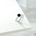 thumbnail image 4 of Gem Stone King 925 Sterling Silver Black Onyx and White Moissanite Wedding Engagement Band Bridal Set Ring for Women (1.29 Cttw, Gemstone December Birthstone, Available in Size 5, 6, 7, 8, 9), 4 of 5
