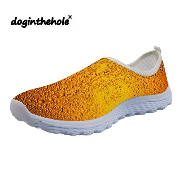 Nueva moda Primavera Verano divertidos zapatos planos de mujer unisex estampado 3D zapatos de cerveza zapatillas casuales de malla ligeras transpirables zapatos de mujer