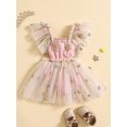 thumbnail image 2 of Bagilaanoe Newborn Baby Girl Summer Rompers Dress Sequin Print Fly Sleeve Bodysuits 6M 12M 18M 24M Infant Patchwork A-line Dresses, 2 of 9