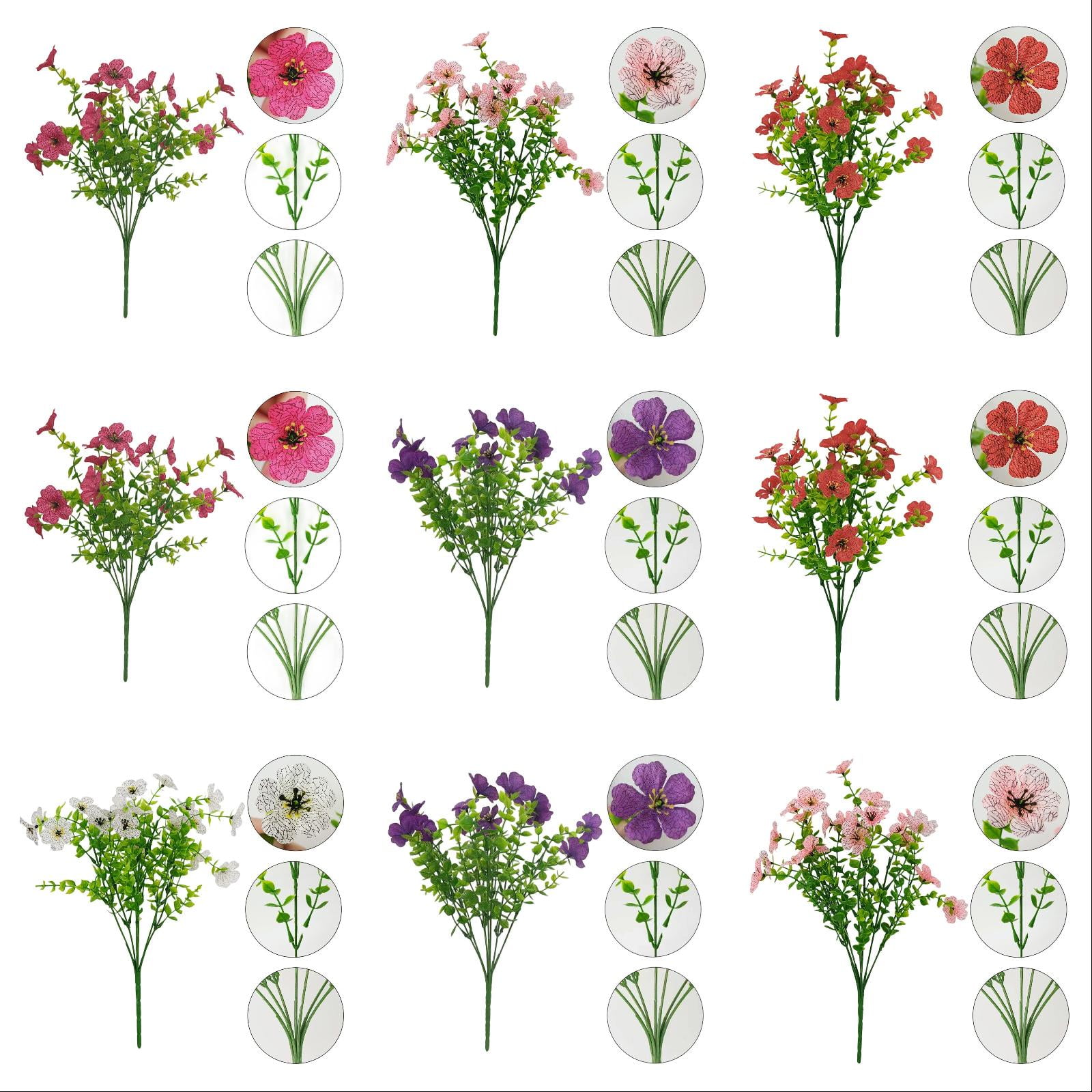 Artificial Flowers for Outdoors 12 Pcs Flowers for Indoor Outside Spring Summer Garden Porch Window Box Table Vase Flowers for Outdoor Planters and Home Decor (Mixed2)