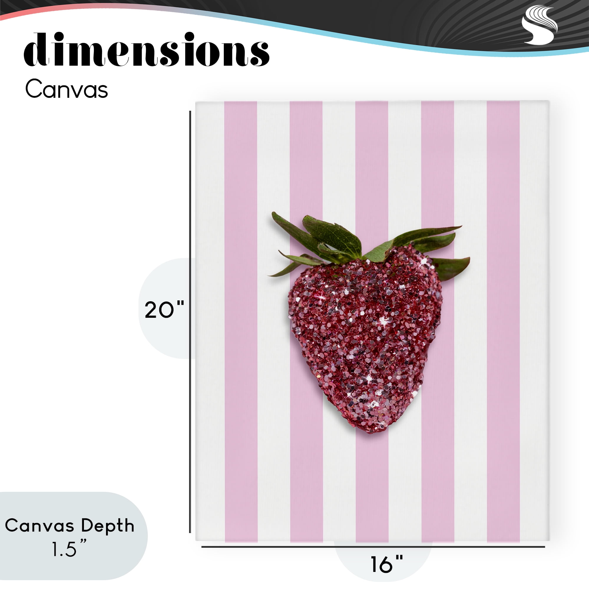 Stupell Industries Glimmer Strawberry on Green Stripes Canvas Wall Art, design by LISH Creative