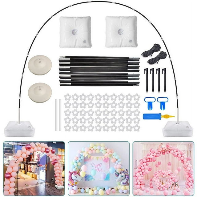 Bolsa de agua con varilla de fibra de 15 secciones, base para arco de globos, soporte para arco de globos para decoración de cumpleaños, bodas y Navidad