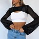 thumbnail image 2 of Señoras Hollow Out Top O Neck Super Short Pullover Elegante Color Sólido Streetwear FLhrweasw Nuevo, 2 of 7