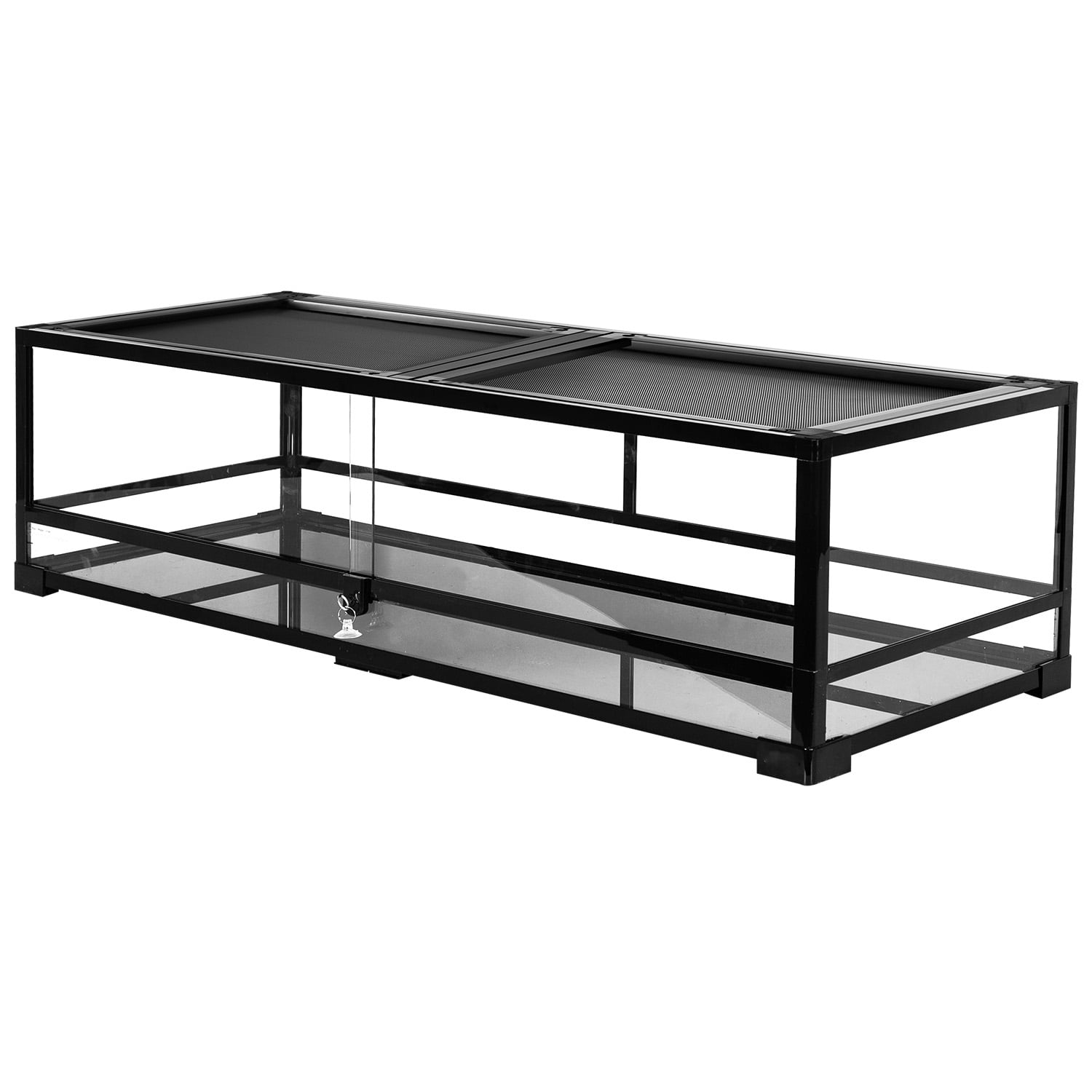 OiiBO Large Reptile Tank 45 Gallon, 360°Full Vision Glass 48“ Long & 12.6” Low Reptile Terrarium