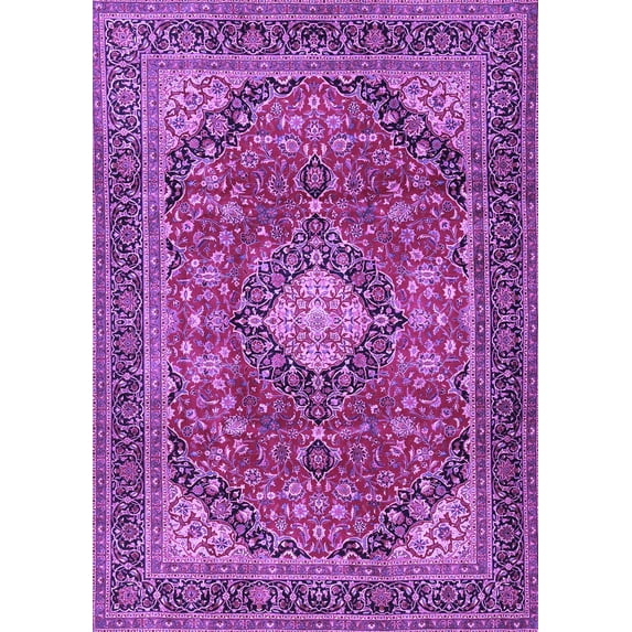Ahgly Company Indoor Rectangle Medallion Purple Traditional Area Rugs, 5' x 8'