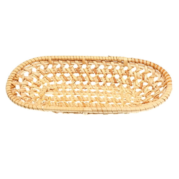 Small White Wicker Basket Vanity Tray Rattan Multi-functional
