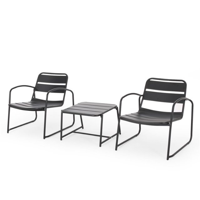 Noble House Cowan Ensemble de Conversation Extérieur 3 Pcs en Noir Mat