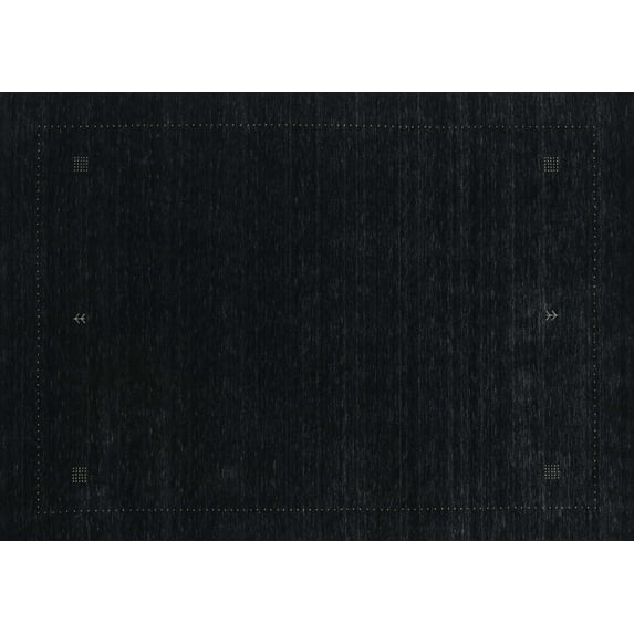 Ahgly Company Machine Washable Indoor Rectangle Contemporary Night Black Area Rugs, 2' x 5'