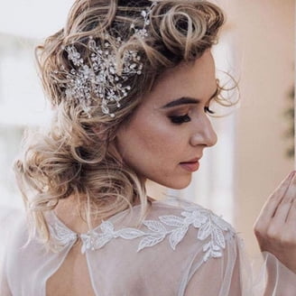 3Pcs Bridal Hair Pins White Flower Bride Hair Pieces Wedding  display picture 1