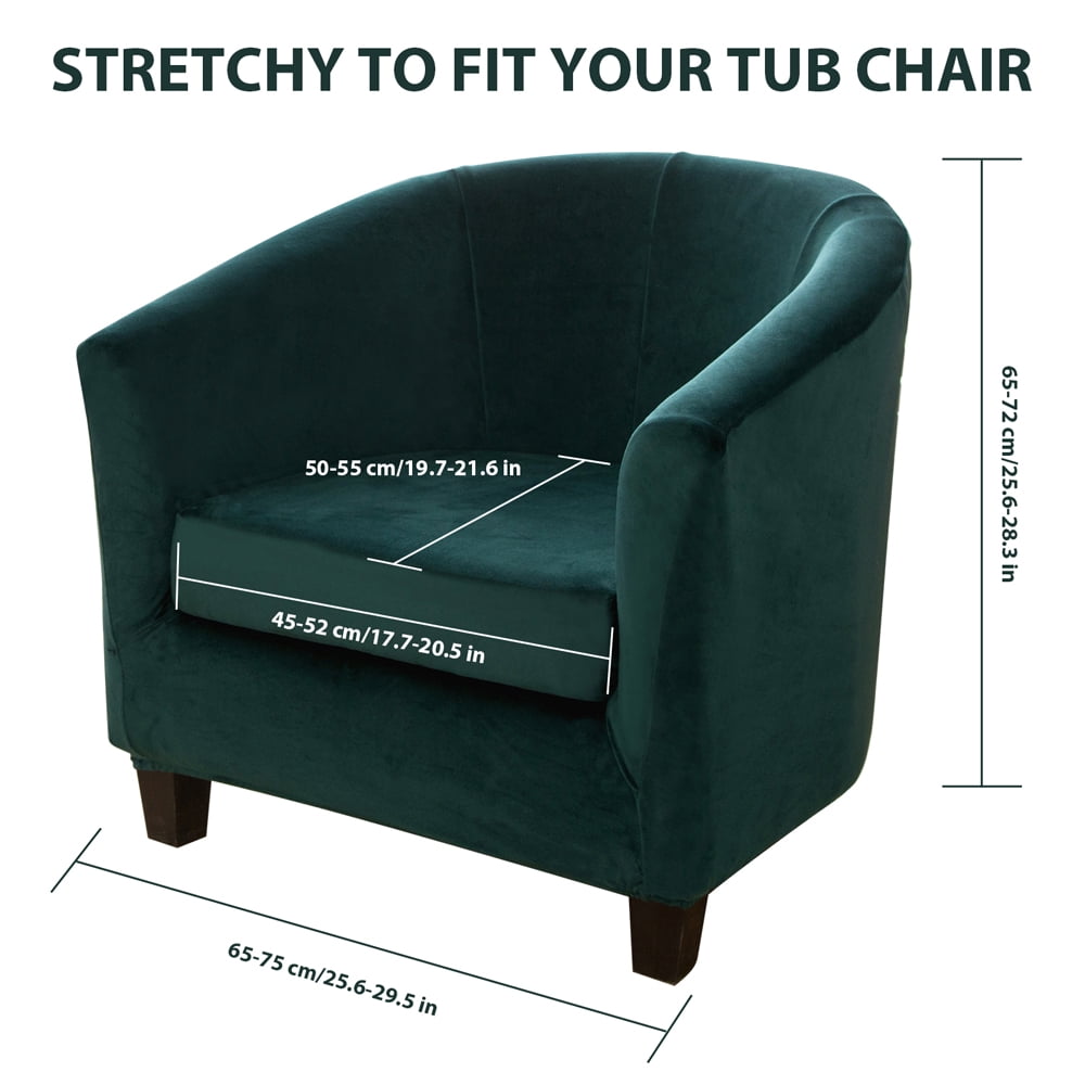 Topchances 2-Piece Tub Chair Covers, Tub Sofa Slipcover Velvet Barrel Club Chair Covers Stretch Armchair Slipcovers for Dining Living Room Office Reception
