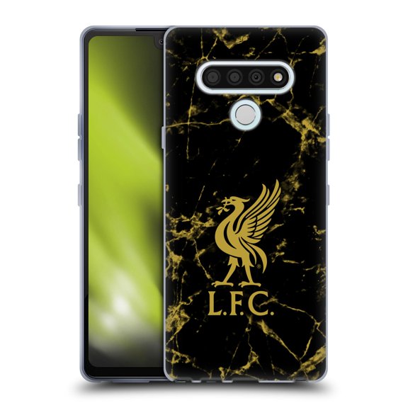 Head Case Designs Officially Licensed Liverpool Football Club Crest & Liverbird Patterns 1 Black & Gold Marble Soft Gel Case Compatible With LG LG Stylo 6