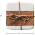thumbnail image 2 of Creative Co-Op Marble & Acacia Wood Coasters, White & Natural, Set of 4, 2 of 7