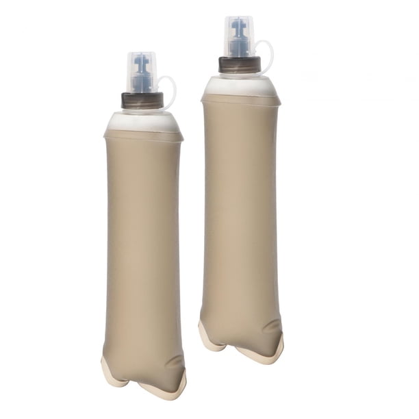 Botella de agua plegable suave, bolsa de agua plegable, botella de bebida multifuncional portátil para montañismo, viajes en bicicleta y gimnasio, 2 Gris
