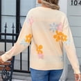 thumbnail image 3 of Bixock Women Fall and Winter Top,Women Sweater,Women's Comfortable Round Neck Long Sleeved Floral Embroidery Casual Pullover Sweater, 3 of 5