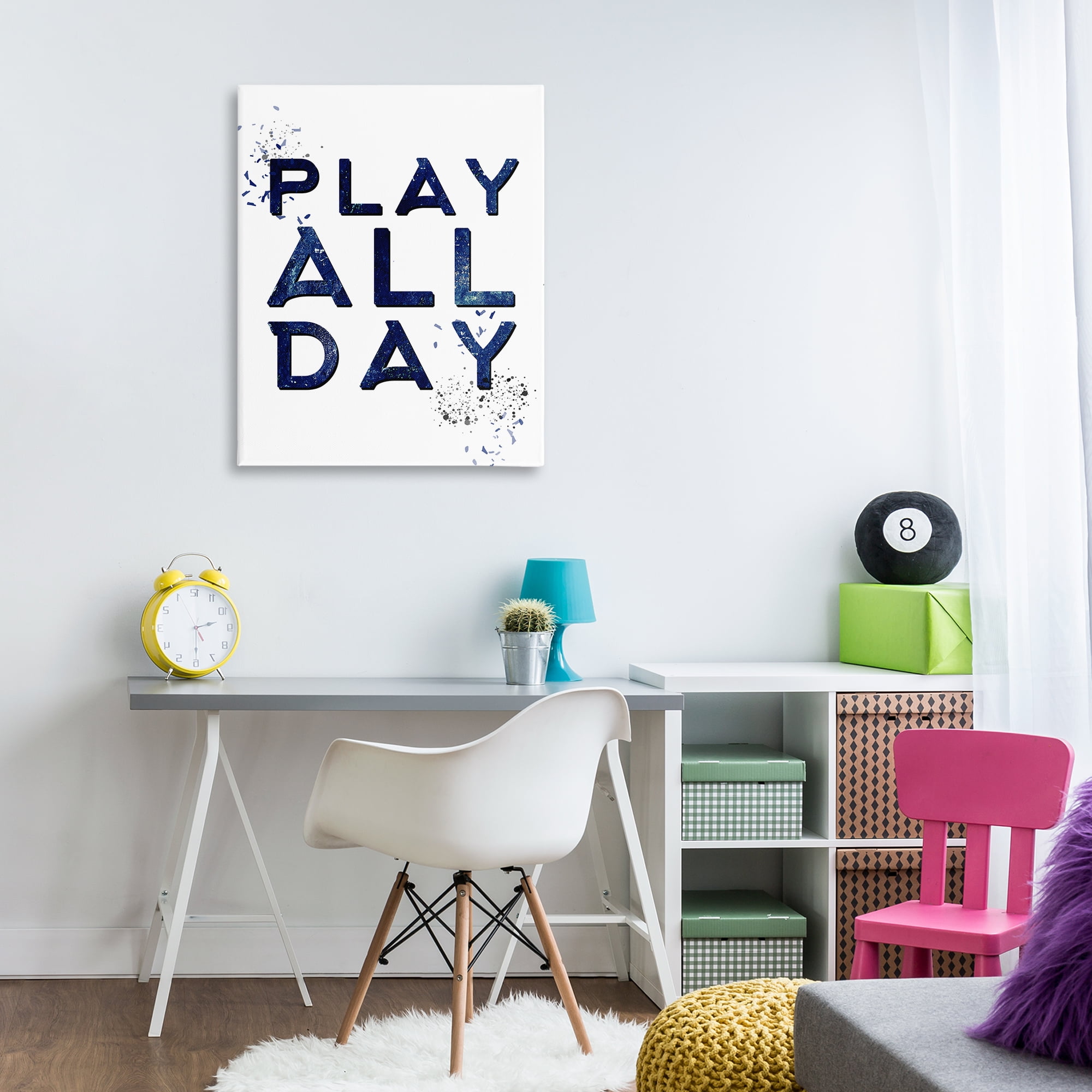 Stupell Industries Play All Day Gamer Entertainment Painting Wrapped Canvas Art Print Wall Art, 30 x 40
