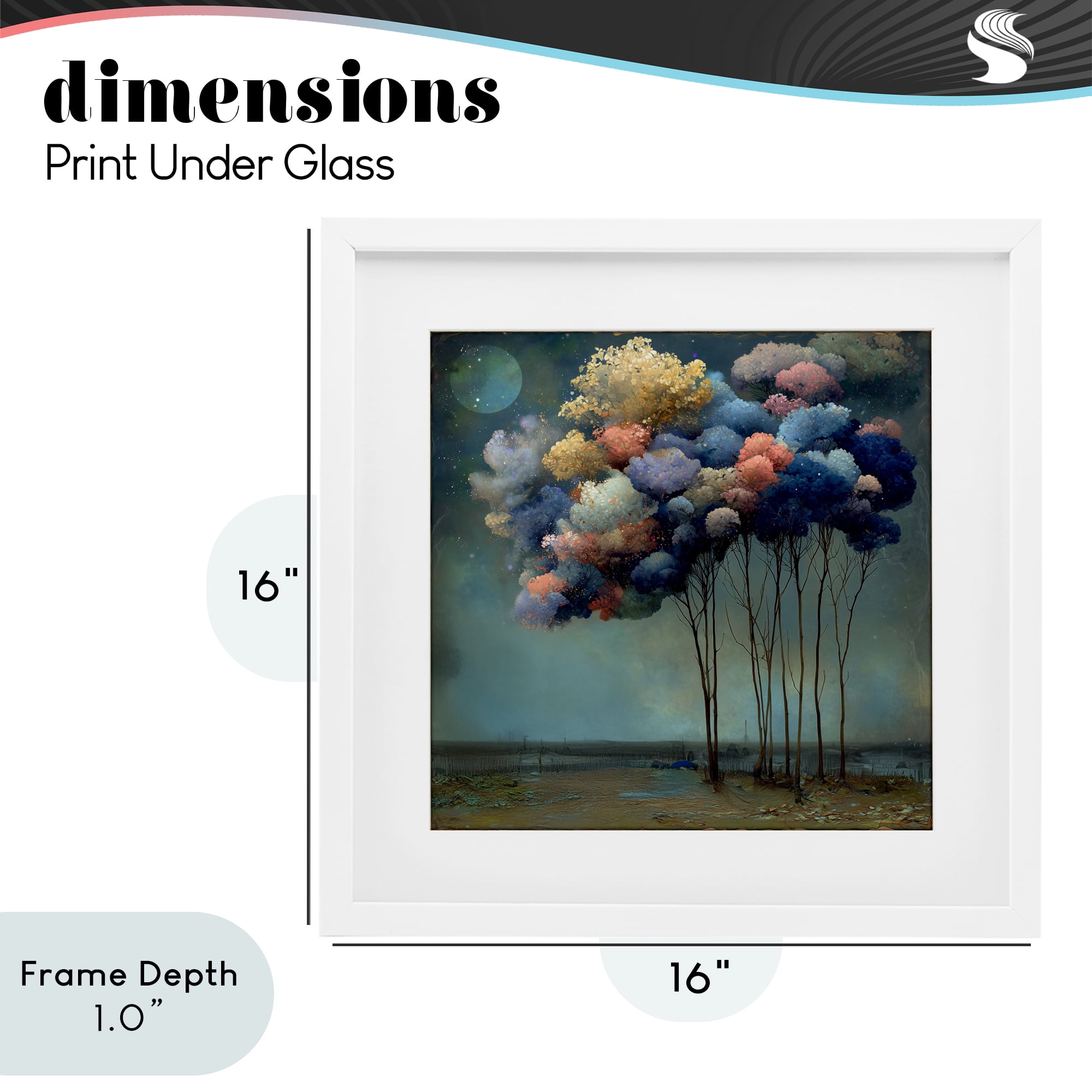 Stupell Industries Dreamy Sky Trees Surrealism White Framed Print Under Glass, design by Annabelle Hall