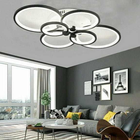 ANQIDI Modern Acrylic LED Ceiling Light Stepless Dimming Ring Chandelier for Living Room Bedroom (72W 6 Heads)
