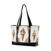 FORMRS Laptop Tote Bag for Women with 15.6" Computer Compartments Handbag, Brown Ice Cream Pattern