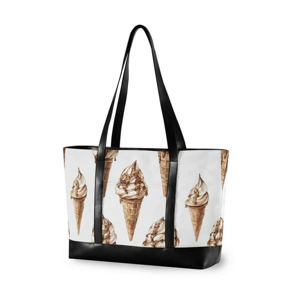 FORMRS Laptop Tote Bag for Women with 15.6" Computer Compartments Handbag, Brown Ice Cream Pattern