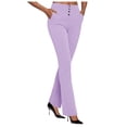 thumbnail image 2 of felwors Women's High-Waisted Flare Pants with Button Front Pockets Stretchy Dress Trousers for Work Office and Everyday Style（Light Purple， XL）, 2 of 4