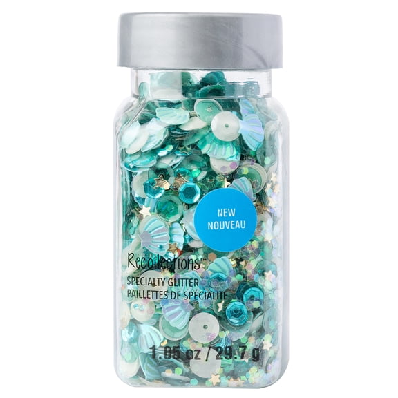 Recollections Mermaid Mix Specialty Sequin Glitter - Blue & Green Plastic Glitter, 1.05 oz Jar, For Paper Crafts & DIY Projects, 12 Pack