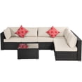 thumbnail image 2 of Outdoor Conversation Sets, 7 Piece Patio Furniture Sets, Patio Sectional Sofa Set with Table/Wicker Chairs/Cushions for Backyard, Porch, Garden, Poolside, 2 of 9
