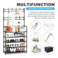 thumbnail image 6 of 3-in-1 Entryway Coat Rack with Shoe Rack, 31*10*65 inches Coat Clothes Rack Shoe Storage Bench, Multipurpose Hat and Shoe Storage Rack with 5-Tier 8 Hooks, Suitable for Hat, Clothes, Shoes, Key, 6 of 10