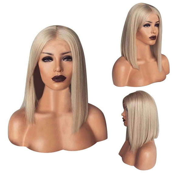 DOPI Human Hair Wigs For Women Black Color Natural Lace Hair Wigs Short Straight Synthetic Hair Full Wigs for Women Natural