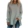 thumbnail image 2 of CaComMARK PI Women Tops Casual Full Sleeve Round Neck Striped Tops Long Sweatshirts Loose Blouse Print Graphic T Shirt s today prime, 2 of 5