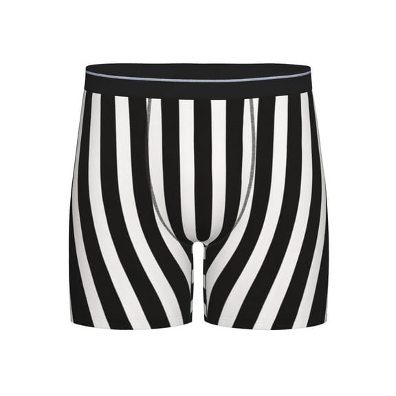 Men Boxer Briefs Fly Black And White Stripes Funny Cool Underwear For Men
