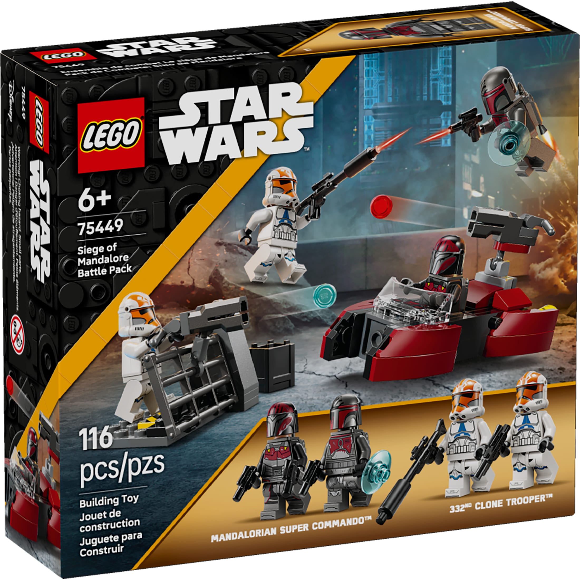 LEGO Star Wars Asedio de Mandalore Paquete de Batalla Juguete de Construcción para Niños y Niñas - Set de juego de simulación de The Mandalorian con 4 minifiguras de personajes para niños y fans, de 6+ años - Idea de regalo para cumpleaños - 75449 2