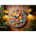 thumbnail image 5 of VOCOO 10" Wooden Colorful Chrysanthemum 3D Wall Clock, Silent Non-Ticking Movement, Vintage Boho, 5 of 10