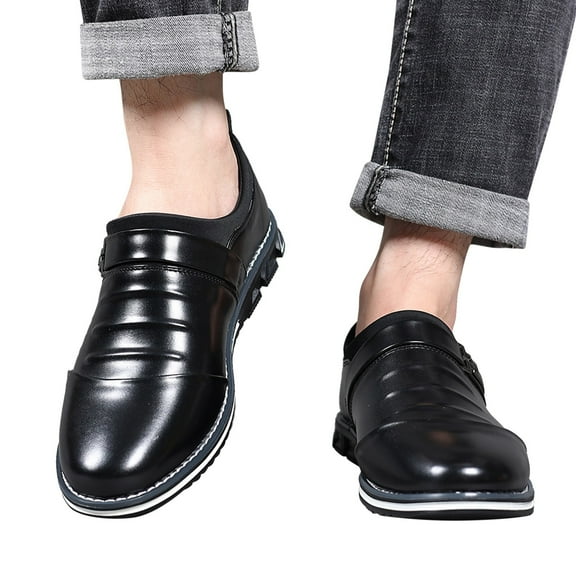 Oyedens Black Leather Dress Shoes for Men Classic Business Office Formal Oxfords Wedding Oxford Shoes