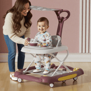 HENG Co. 6-in-1 Multifunctional Baby Walker, Foldable Push Walker with Musical Activity Station, 6-24 Months, Red