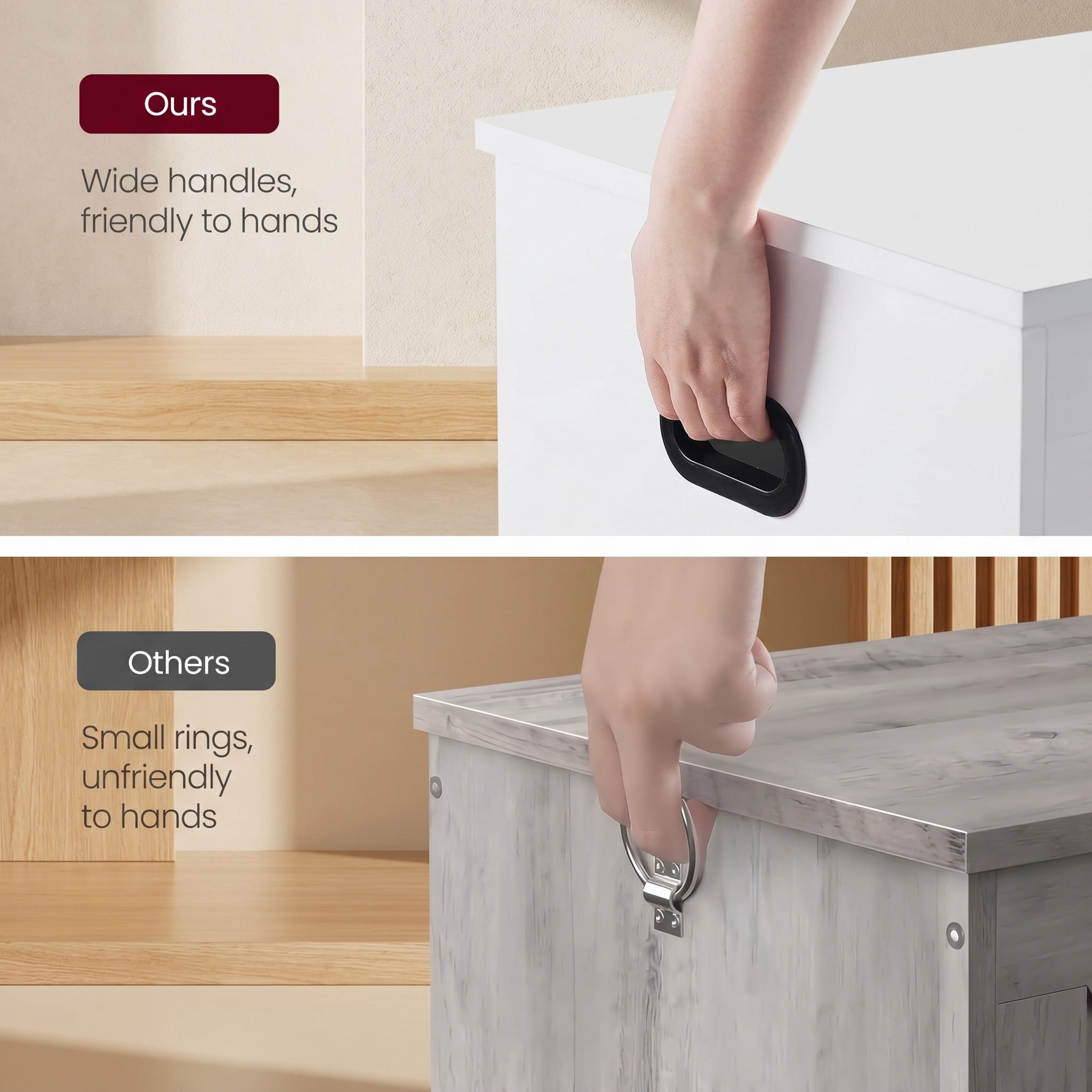 Nordic Hygge White Farmhouse Storage Chest with 2 Safety Hinges
