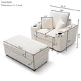 thumbnail image 6 of Oversized Single Sofa Chair with Ottoman, Fabric Chaise Lounge Indoor with Wide Armrests and Cup Holders, Modern Comfy Deep Seat Armchair Reading Chairs for Bedroom Living Room,Beige, 6 of 6