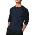 thumbnail image 1 of Blusas y camisas de manga larga con cuello redondo para hombre, blusa básica de color liso con cuello redondo y mangas largas., 1 of 5