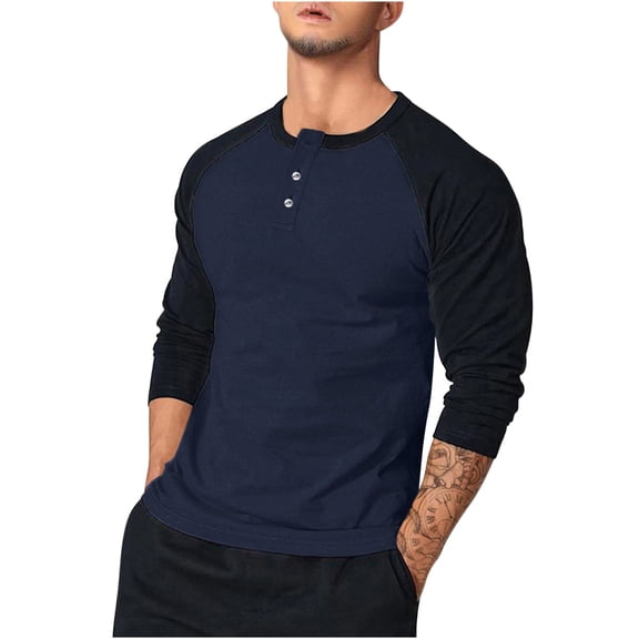 WREESH Men's Basic Solid Color Long Sleeve Knit T-Shirt, Beefy Muscle Tee, Round Neck Workout Top