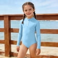 thumbnail image 2 of Ytxxxx Girls Zip-Up Solid Color Quick Dry One-Piece Swimsuits Light Blue 7-8 Years, 2 of 4