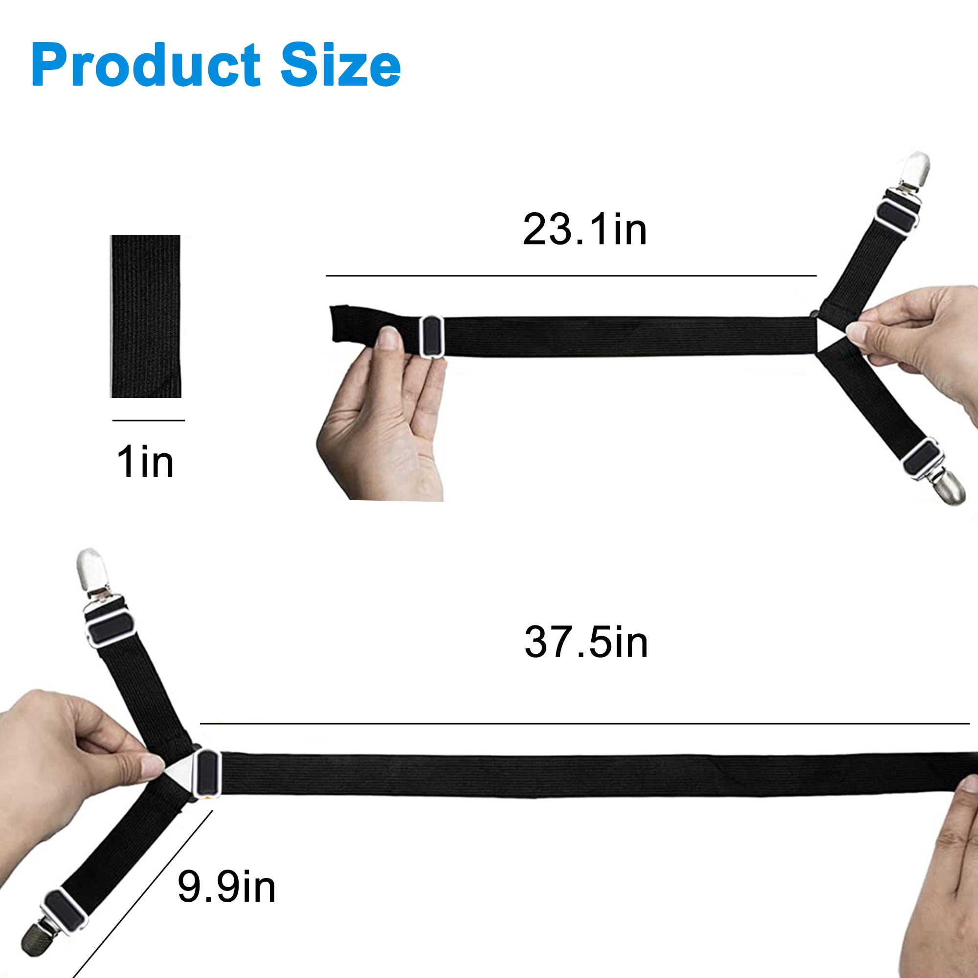 FeelAtHome Bed Sheet Holder Straps Criss-Cross - Sheets Stays Suspenders  Keeping Fitted Or Flat Bedsheet in Place - for Twin Queen King Mattress